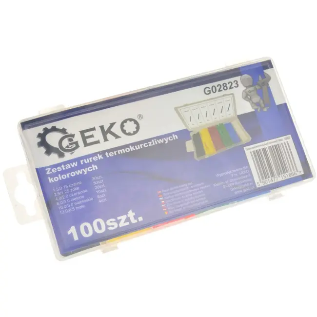 GEKO Assortiment krimpkousen - 100 stuks - Vlamvertragend - Diverse maten en kleuren - Inclusief opbergdoos