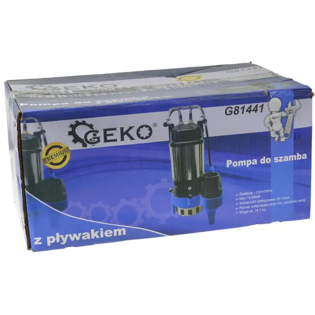 GEKO Vuilwaterpomp - 550W - Epoxy Coating - RVS As - Met Vlotterschakelaar