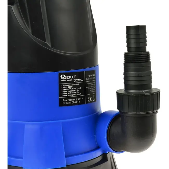 GEKO Krachtige dompelpomp voor vuil water - 400W - Met vlotterschakelaar - IPx8 - Max. 7500 l/u