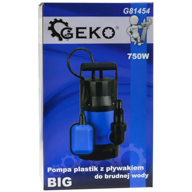 GEKO Grote dompelpomp voor vuil water - 750W - Met vlotterschakelaar - IPx8 - 13.000 l/u - 25 mm korrelgrootte