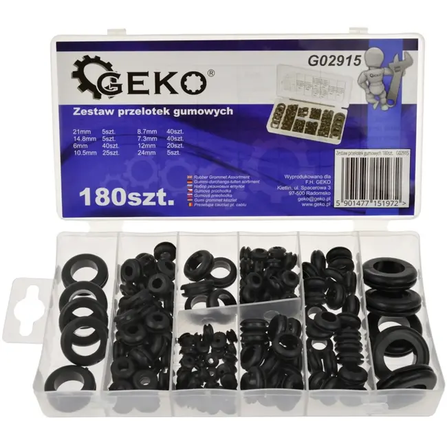 GEKO Rubberen doorvoertules set - 180 stuks - Diverse maten - Bescherming kabels