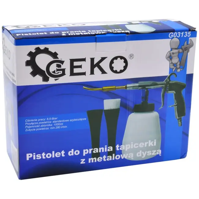 GEKO Washing gun - metalen nozzle - roestvrijstalen lager - 1000 ml fles - 6,5-9 bar werkdruk