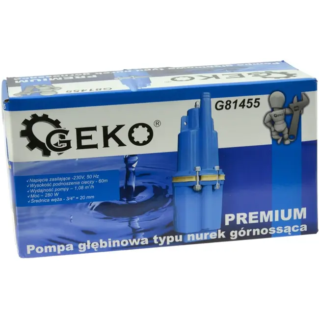 GEKO Diepwaterpomp - 280W - 60m Opvoerhoogte - 1,08 m³/h Capaciteit - Compact Design