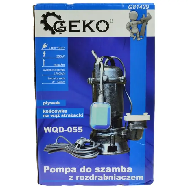 GEKO Krachtige dompelpomp - 550W - met vlotterschakelaar en brandweerslangkoppeling
