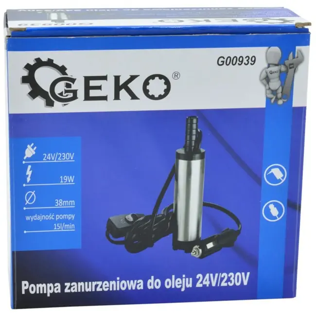GEKO Oliepomp - Dompelbaar - 24V/230V - Compact - 38 mm