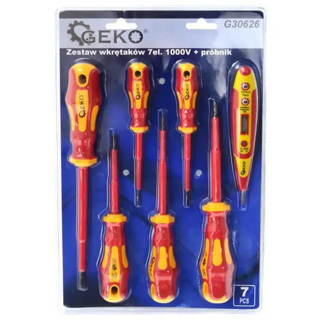 GEKO 7-delige geïsoleerde schroevendraaierset - 1000V - VDE-gecertificeerd - Inclusief spanningstester