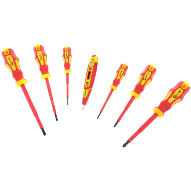 GEKO 7-delige geïsoleerde schroevendraaierset - 1000V - VDE-gecertificeerd - Inclusief spanningstester