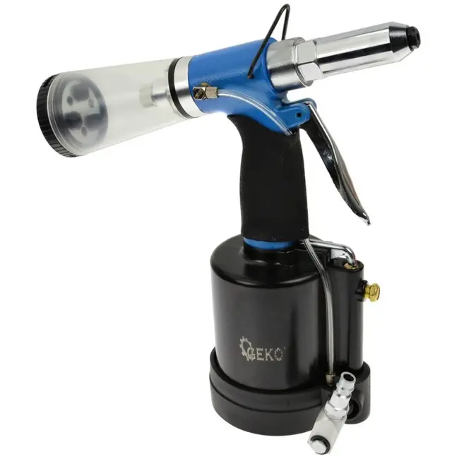 GEKO Pneumatische popnageltang - Automatische zuigfunctie - 2.4-6.4 mm - Inclusief opvangbakje