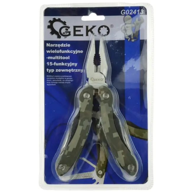 GEKO Multifunctioneel gereedschap - 15-in-1 - roestvrij staal - aluminium handvat - camo design