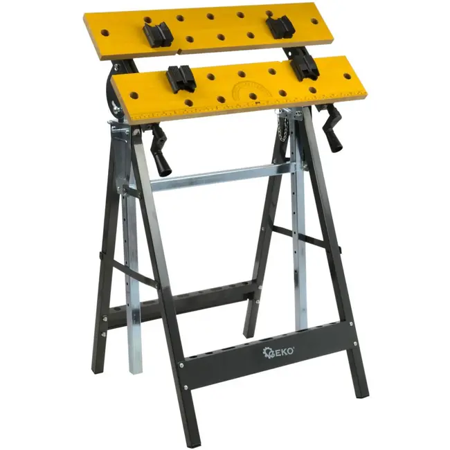 GEKO Verstelbare werkbank - Kantelbaar 0-90° - Compact opvouwbaar - Staal en hout