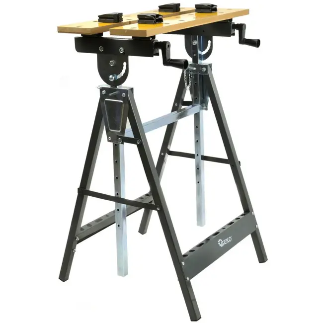 GEKO Verstelbare werkbank - Kantelbaar 0-90° - Compact opvouwbaar - Staal en hout