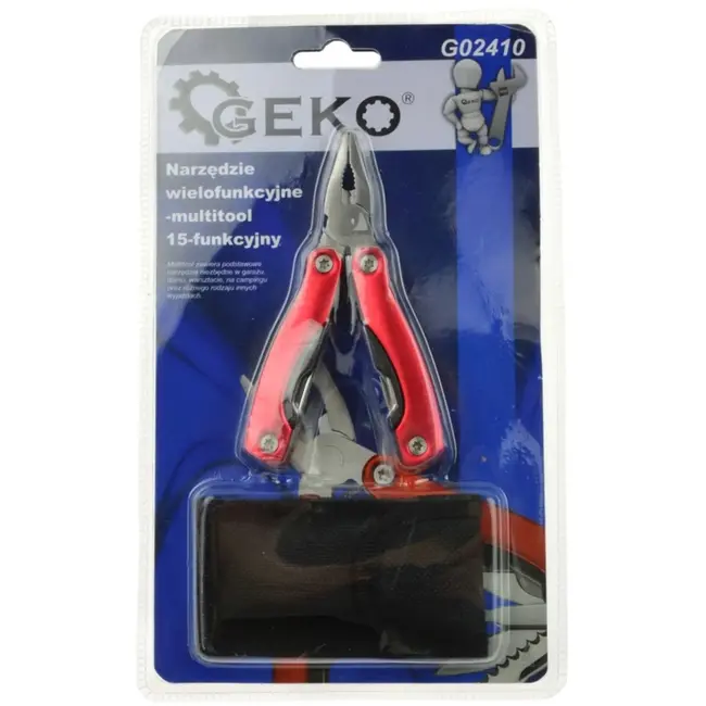 GEKO Multifunctioneel gereedschap - 15 functies - aluminium handgreep - nylon holster