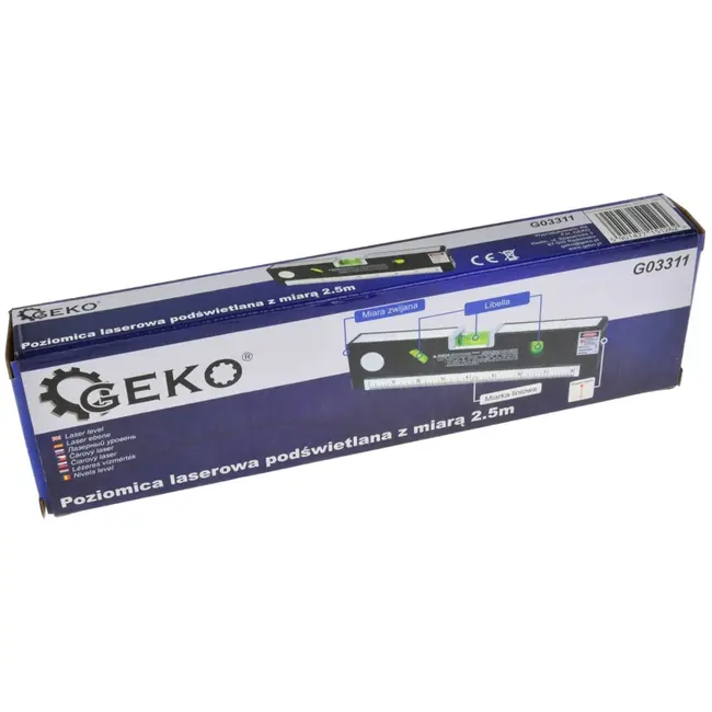 GEKO Laserwaterpas - Multifunctioneel - 1,5m Meetlint - LED Licht - ABS & Aluminium