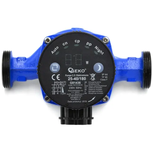 GEKO Elektronische circulatiepomp - energiebesparend - 25-40/180 - 5W - 40 L/min