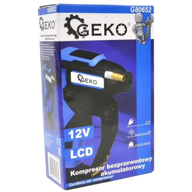 GEKO Draadloze bandcompressor - 150 PSI - Digitaal display - LED verlichting - 12V - Inclusief 3 nozzles