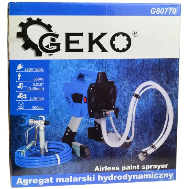 GEKO Elektrische verfspuit - compact ontwerp - verstelbare druk - 650W - 1400 ml/min - 200 bar