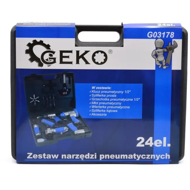 GEKO Luchtgereedschapset - 24-delig - Krachtig en Compleet - Inclusief Accessoires