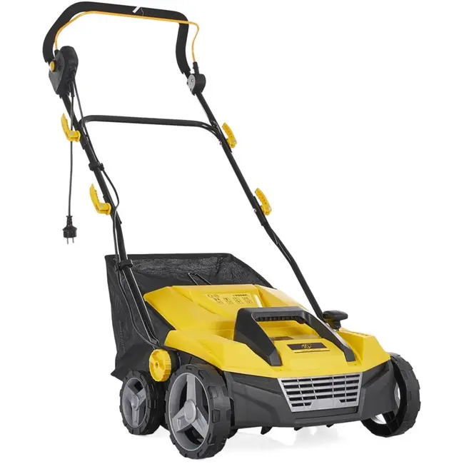 GEKO Elektrische gazonbeluchter-verticuteerder - 45L opvangbak - Centrale hoogteverstelling - Grote wielen