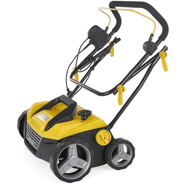 GEKO Elektrische gazonbeluchter-verticuteerder - 45L opvangbak - Centrale hoogteverstelling - Grote wielen