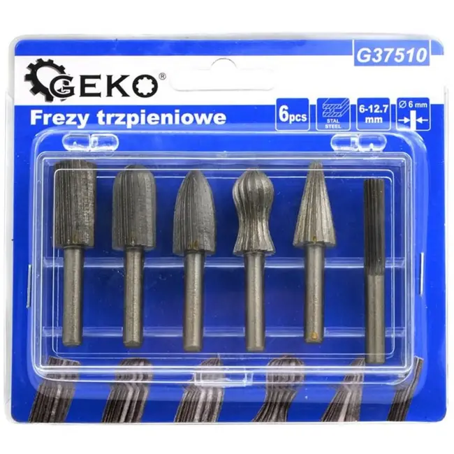 GEKO Zesdelige set frezen - HSS staal - 6-12,7 mm - veelzijdig gebruik