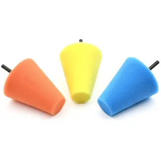 GEKO Polijstset - 3-delig - Kegelvorm - Voor Moeilijk Bereikbare Plekken - Geel/Blauw/Oranje