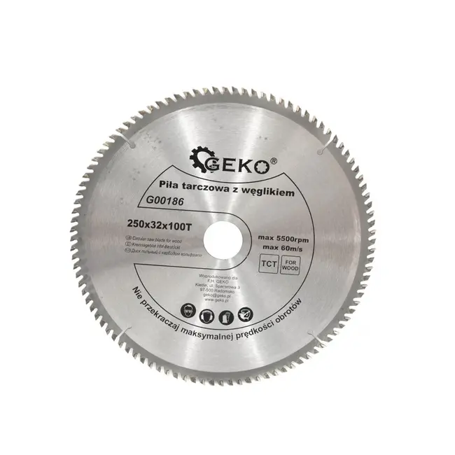 GEKO Zaagblad - Carbide Tip - 250 mm - 100 Tanden - Inclusief Reductiering