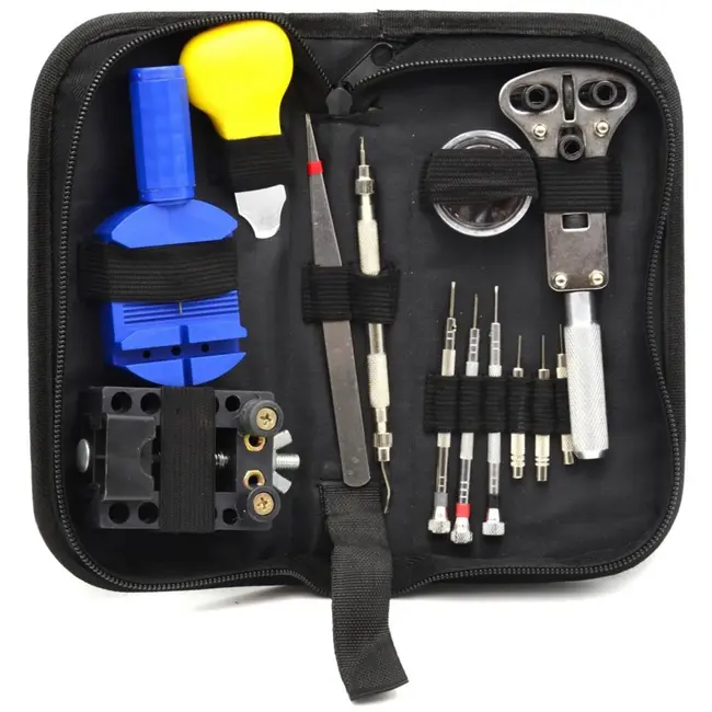 GEKO Horlogereparatieset - 24-delig - RVS Gereedschap - Compact Etui - Zwart