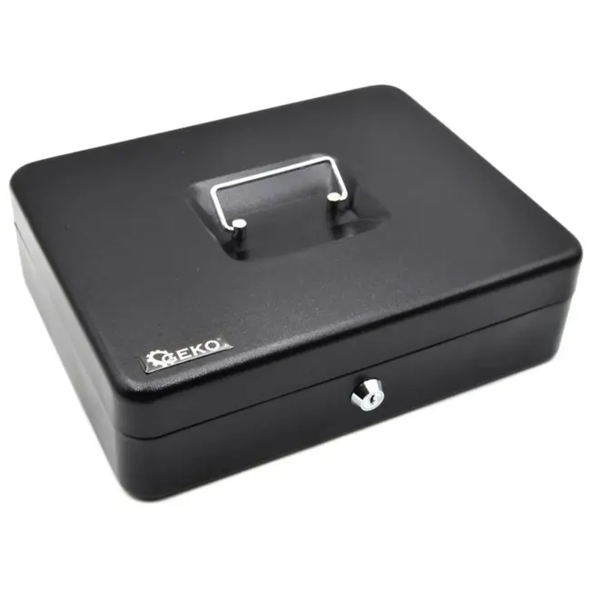 GEKO Metalen geldkist - 300x240x90 mm - Inclusief sleutel en draaghendel