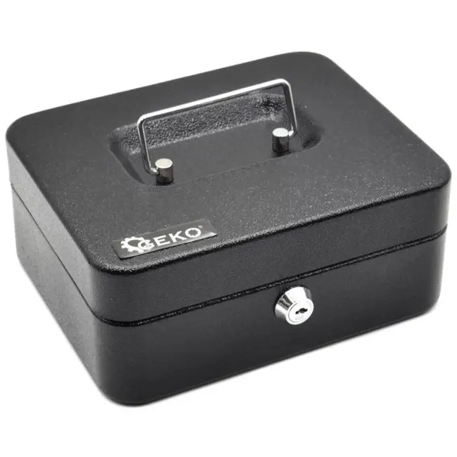 GEKO Metalen geldkistje - met sleutel - 200x160x90 mm - draagbaar ontwerp