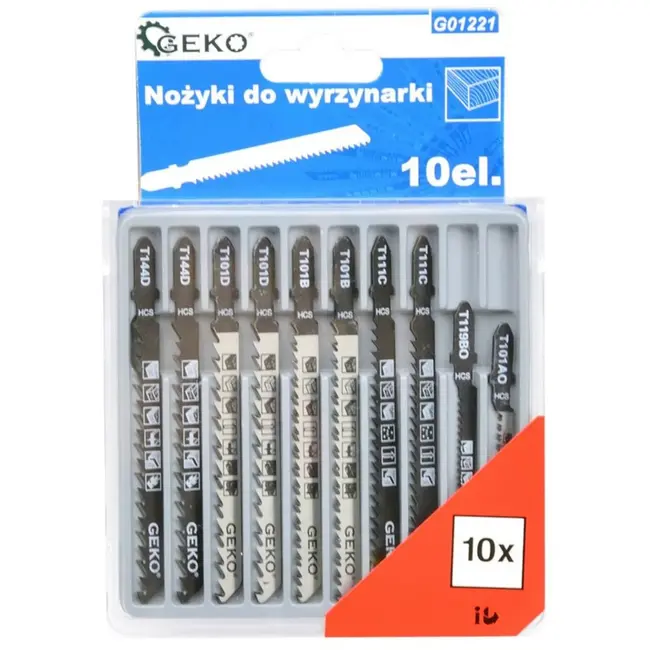 GEKO Jigsaw zaagbladen set - 10 stuks - HCS staal - veelzijdige sneden
