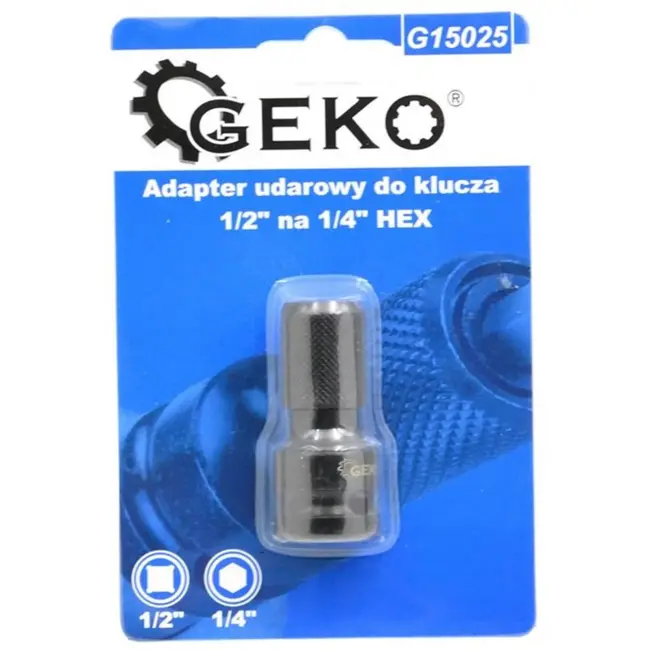 GEKO Adapter voor slagsleutel - 1/2" vierkant naar 1/4" HEX - 50mm - Versterkte kern
