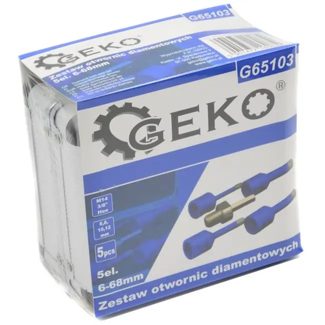 GEKO Diamant tegelboorset - 5-delig - 6-12 mm - Voor haakse slijper