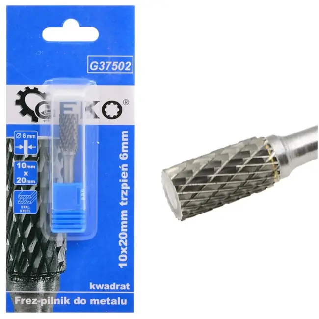 GEKO Tungsten carbide frees - cilindervorm - slijtvast - 10x20 mm - 6 mm schacht