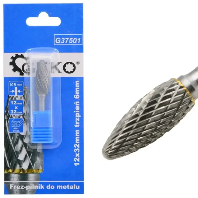 GEKO Tungsten carbide cutter - hoge hardheid - slijtvast - 12mm x 32mm - 6mm schacht