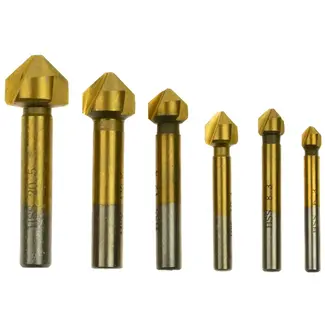 GEKO Set van 6 conische frezen - HSS TiN - 6,3-20,5 mm - Duurzaam en slijtvast