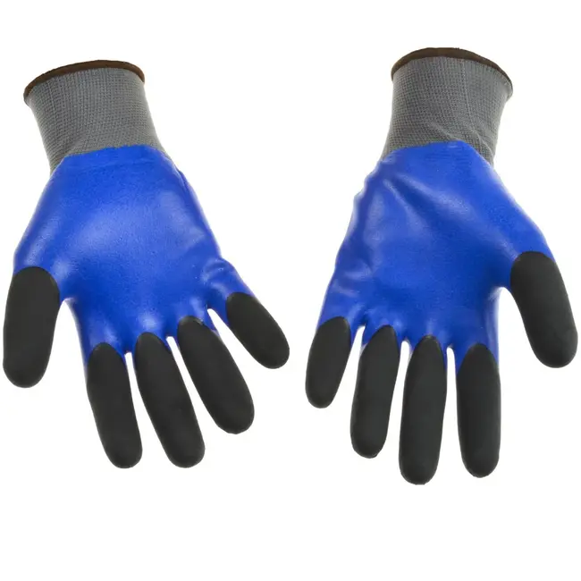 GEKO Blauwe werkhandschoenen - polyester - latexcoating - verstevigde vingertoppen - maat 9 - 12 stuks