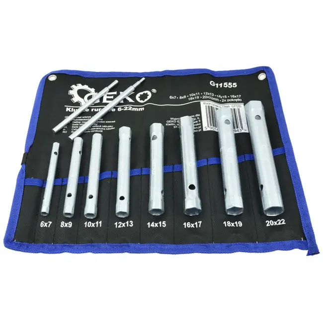 GEKO Tubular box sleutelset - corrosiebestendig - 10-delig - met opberghoes