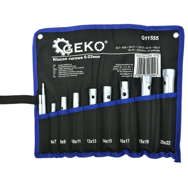 GEKO Tubular box sleutelset - corrosiebestendig - 10-delig - met opberghoes