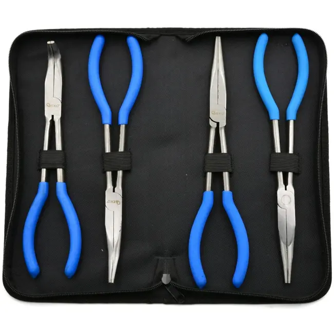 GEKO Langbektangenset - 4 stuks - CrV staal - Antislip handgrepen - 280 mm