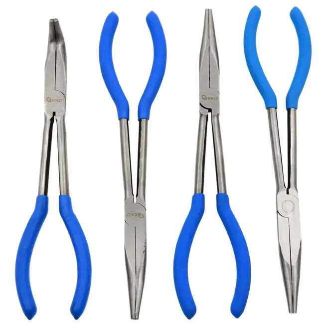 GEKO Langbektangenset - 4 stuks - CrV staal - Antislip handgrepen - 280 mm