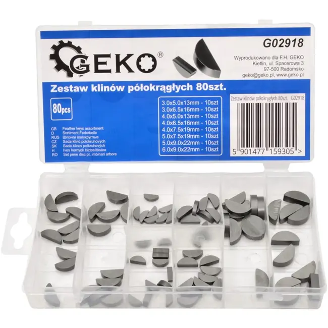 GEKO Set van middelgrote halfronde wiggen - 80 stuks - Diverse maten