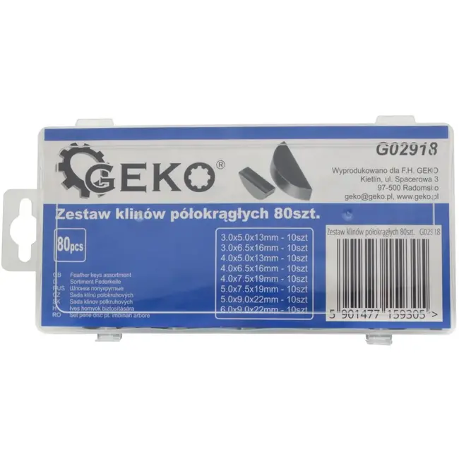 GEKO Set van middelgrote halfronde wiggen - 80 stuks - Diverse maten