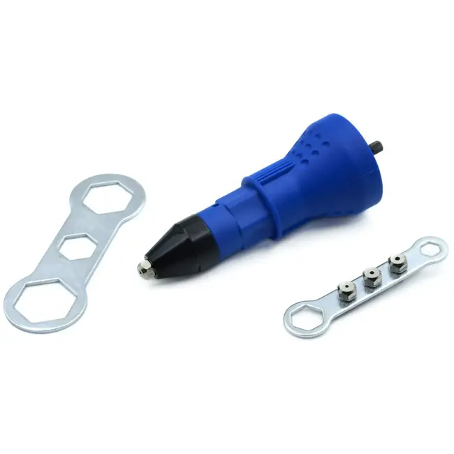 GEKO Elektrische popnageladapter - snel en nauwkeurig - 4 verwisselbare koppen