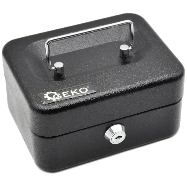 GEKO Metalen geldkistje - 150x120x80 mm - Inclusief sleutel en draaghendel