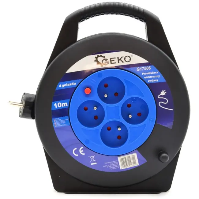 GEKO Elektrische kabelhaspel - 4 stopcontacten - 25m - Thermische beveiliging