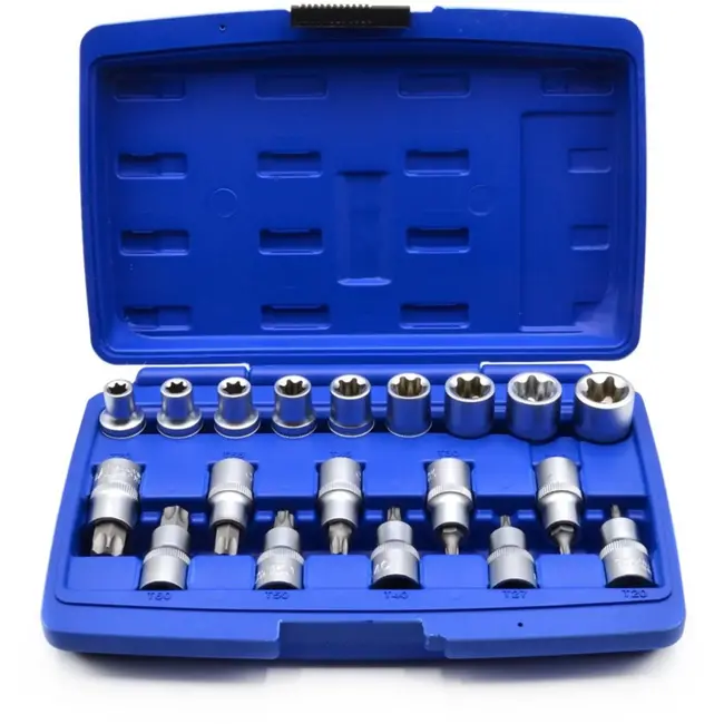 GEKO 19-delige torx en dopsleutelset - chroom-vanadium staal - veelzijdige maten