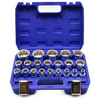 GEKO 21-delige doppenset - 12-punts - 8-36 mm - duurzaam chroom vanadium staal