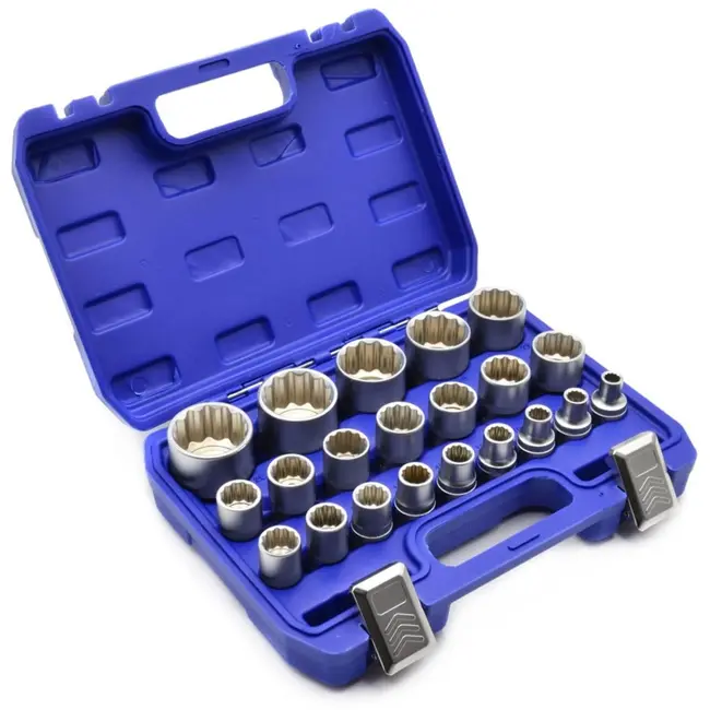 GEKO 21-delige doppenset - 12-punts - 8-36 mm - duurzaam chroom vanadium staal