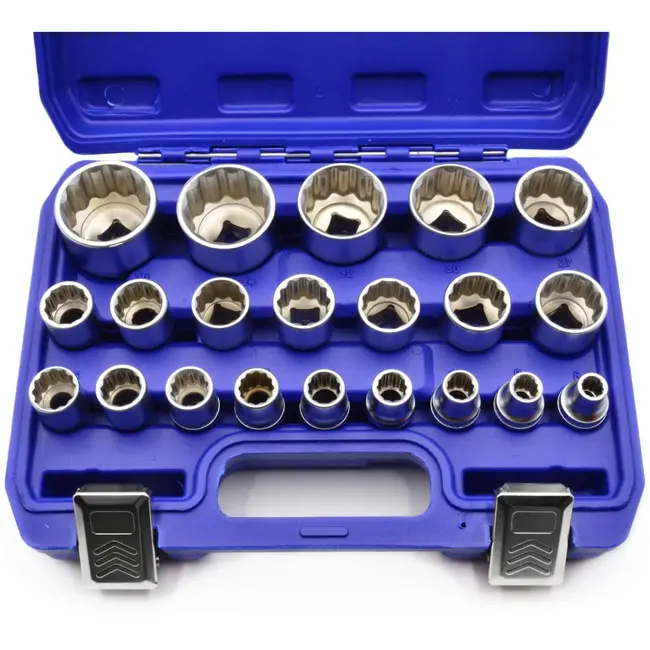 GEKO 21-delige doppenset - 12-punts - 8-36 mm - duurzaam chroom vanadium staal
