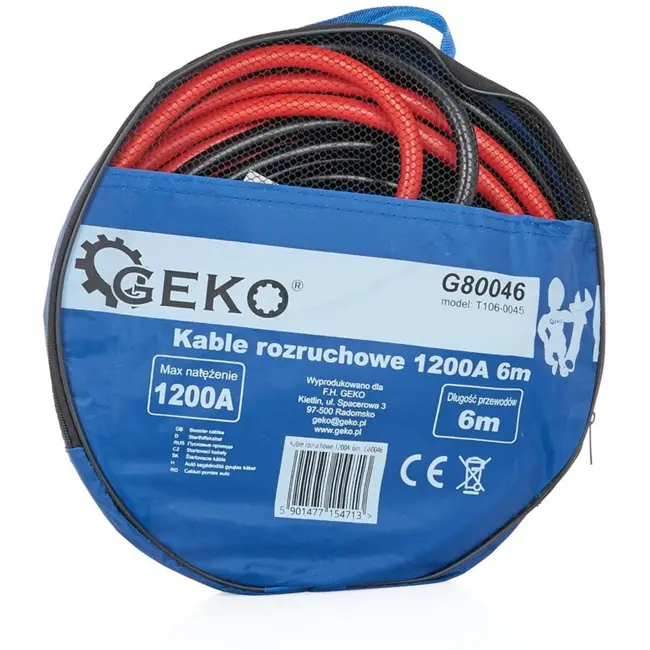 GEKO Booster kabels - 1200A - 6 meter - Metalen handgrepen - Universeel gebruik